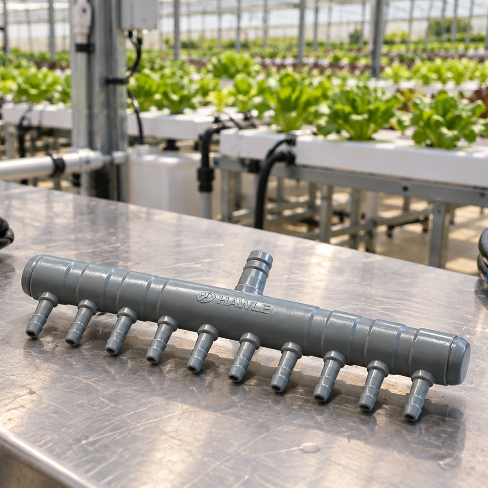 10-Wege-Luft- oder Wasserverteiler mit 4-mm-Auslässen