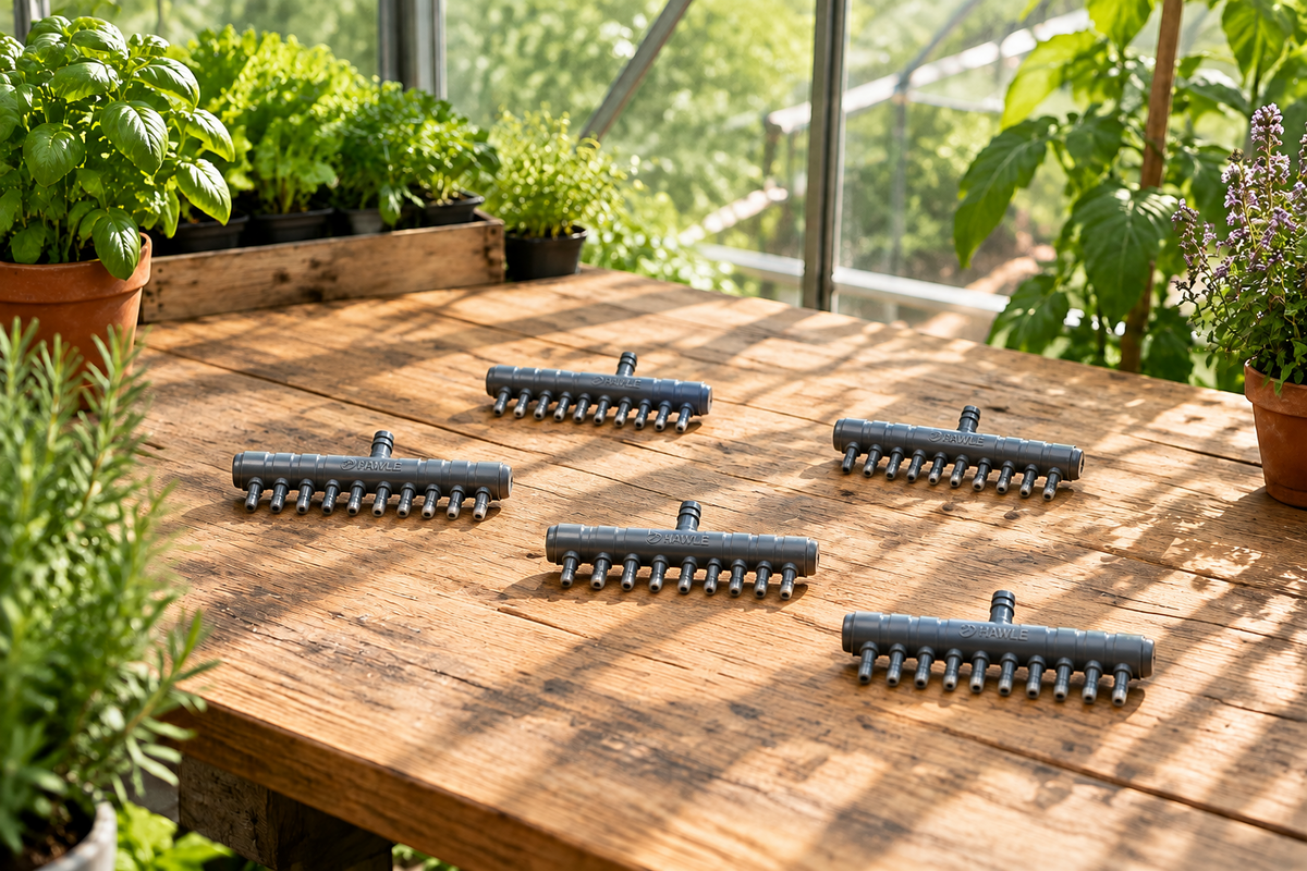 10-Wege-Luft- oder Wasserverteiler mit 4-mm-Auslässen