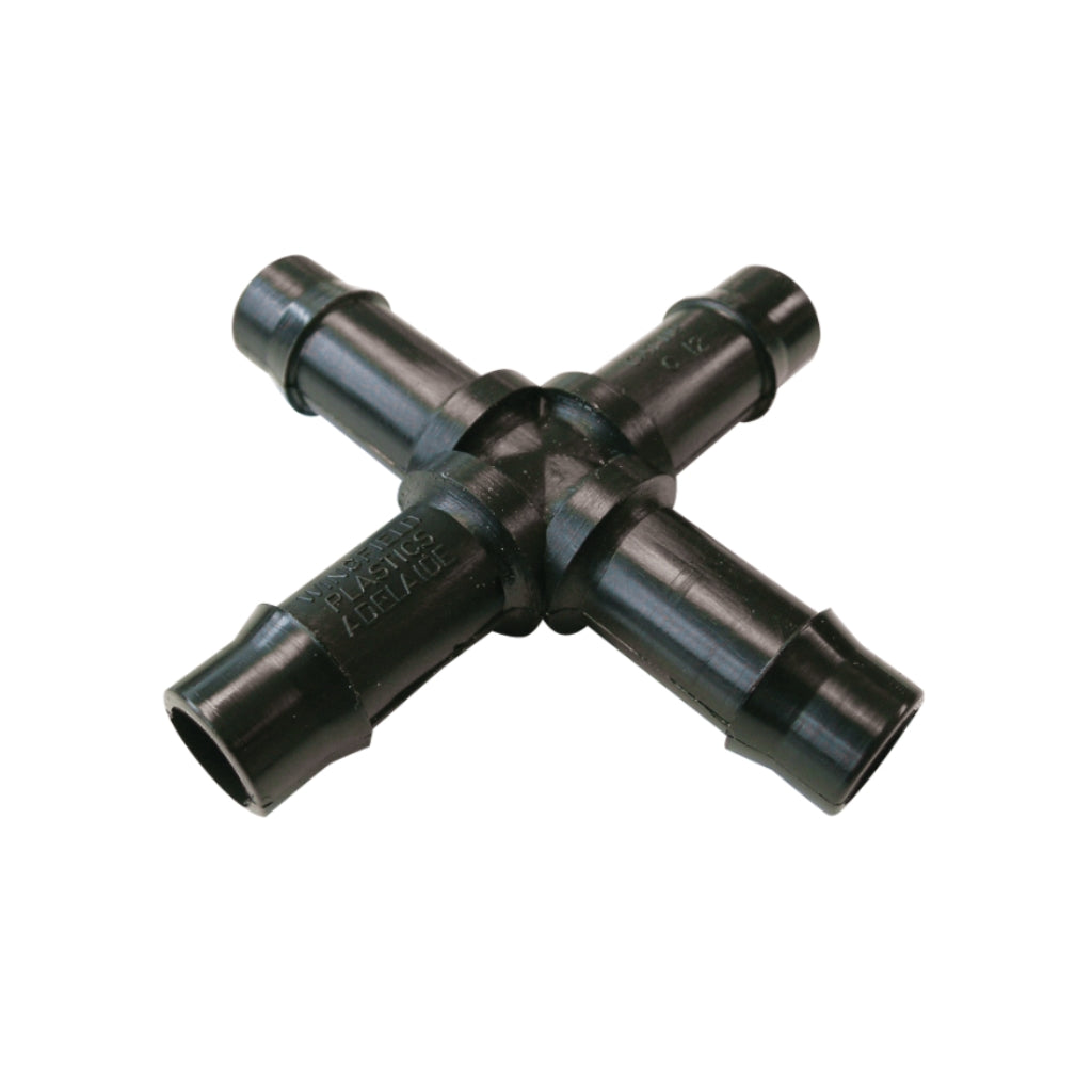 16mm Cross Connector barbed autopot