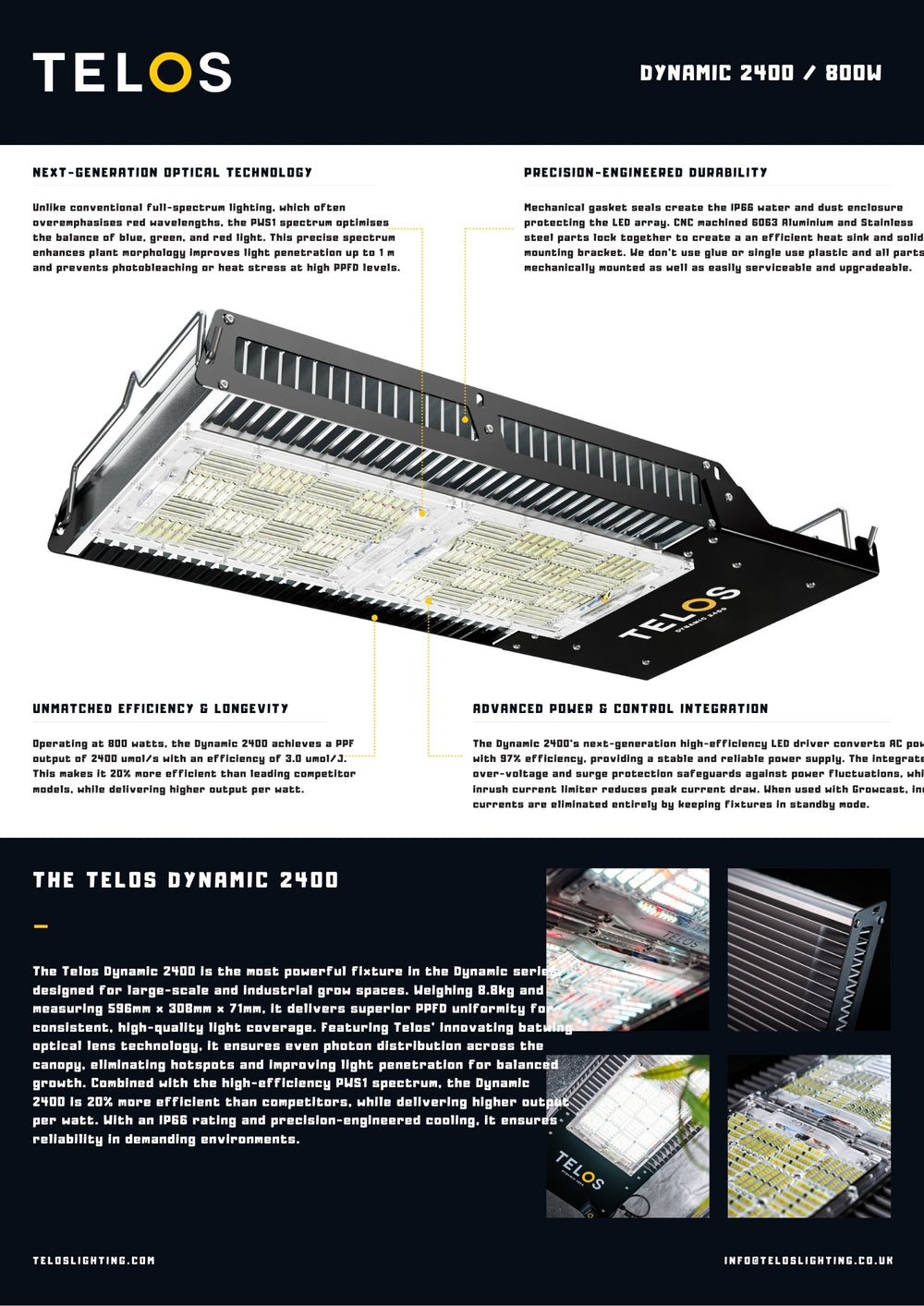 Telos Dynamic 2400 - 800w LED Grow Light