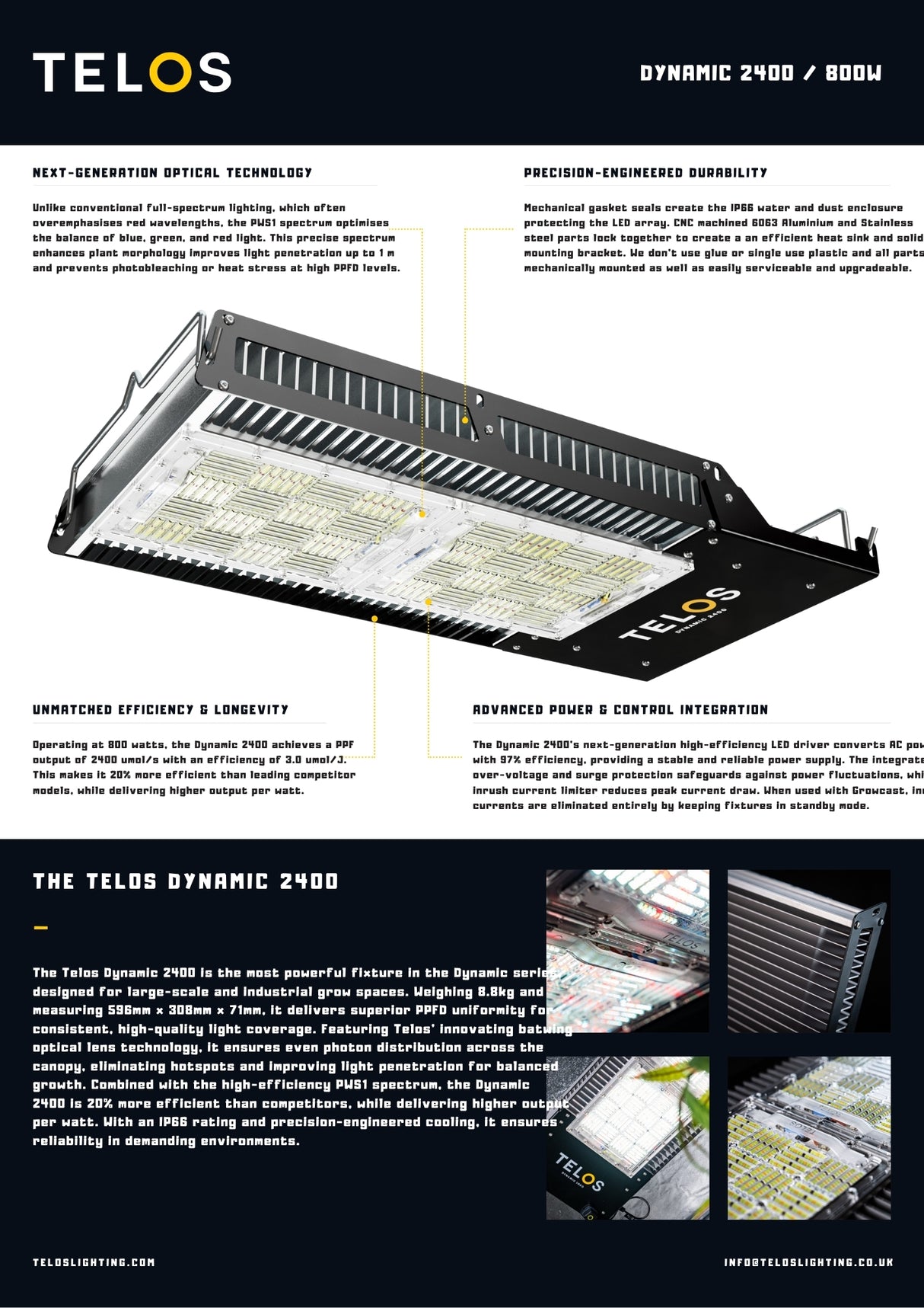 Telos Dynamic 2400 - 800w LED Grow Light