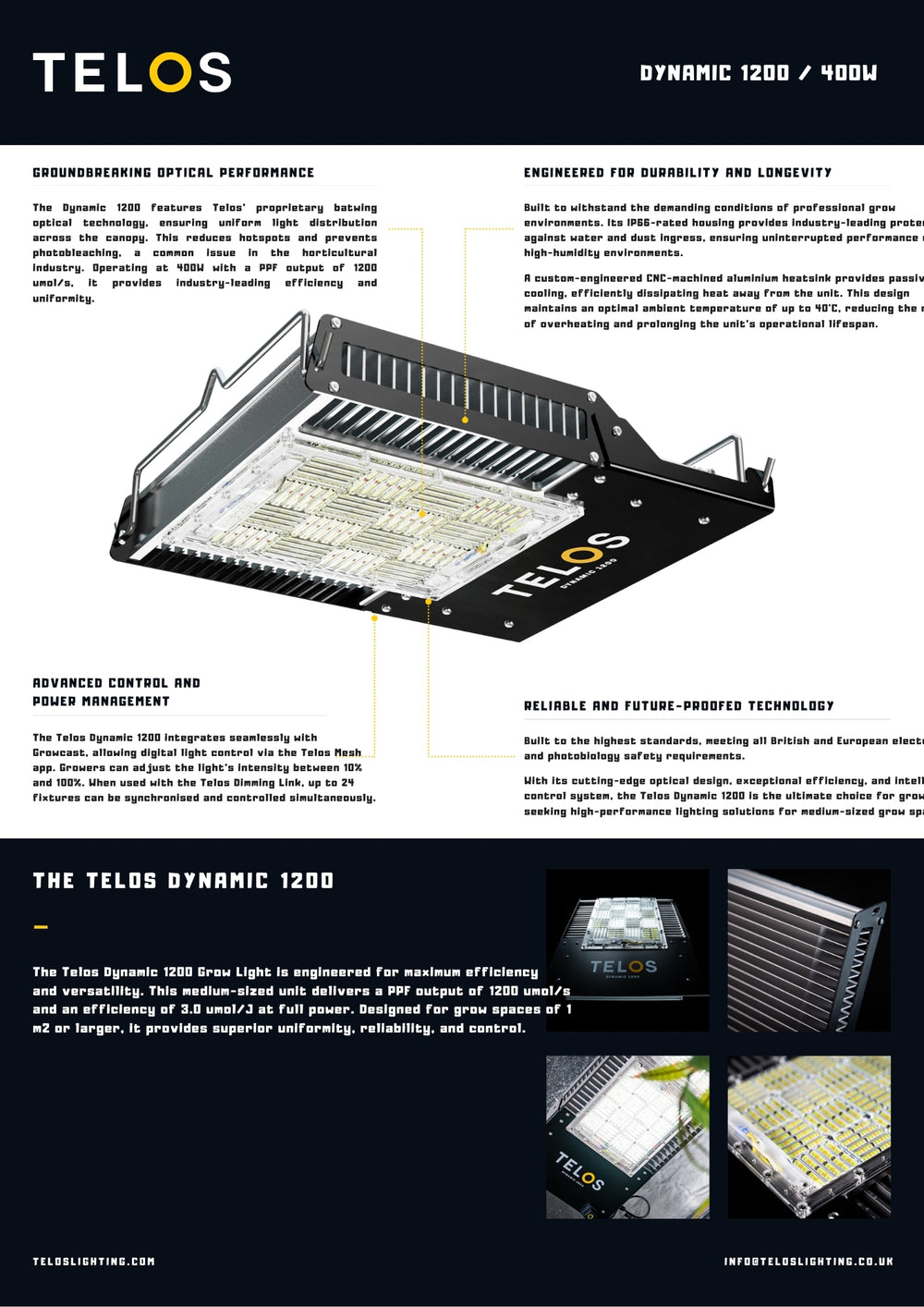 Telos Dynamic 1200 - 400w LED Grow Light