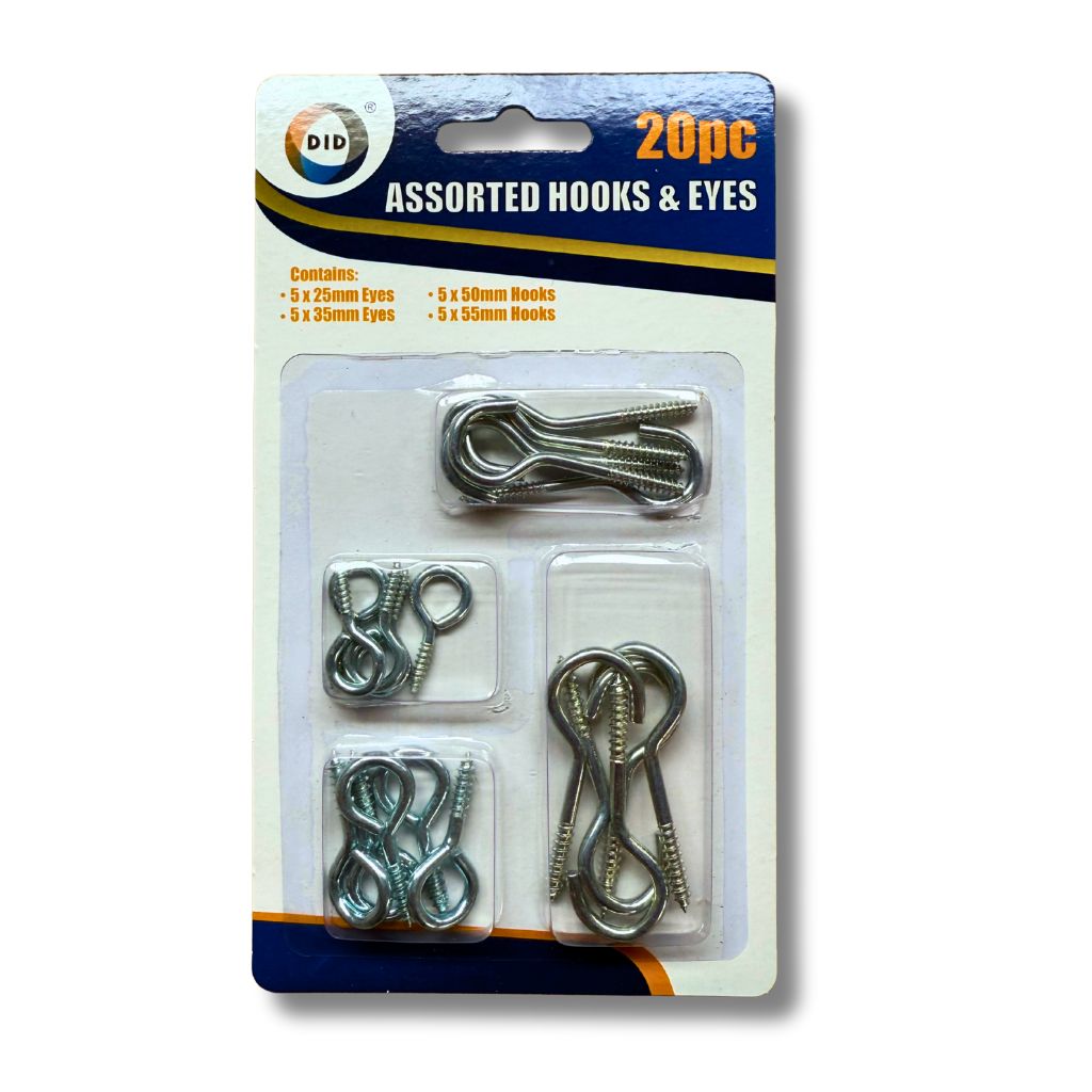 20 Piece Assorted Equipment Hanging Hook & Eye Set