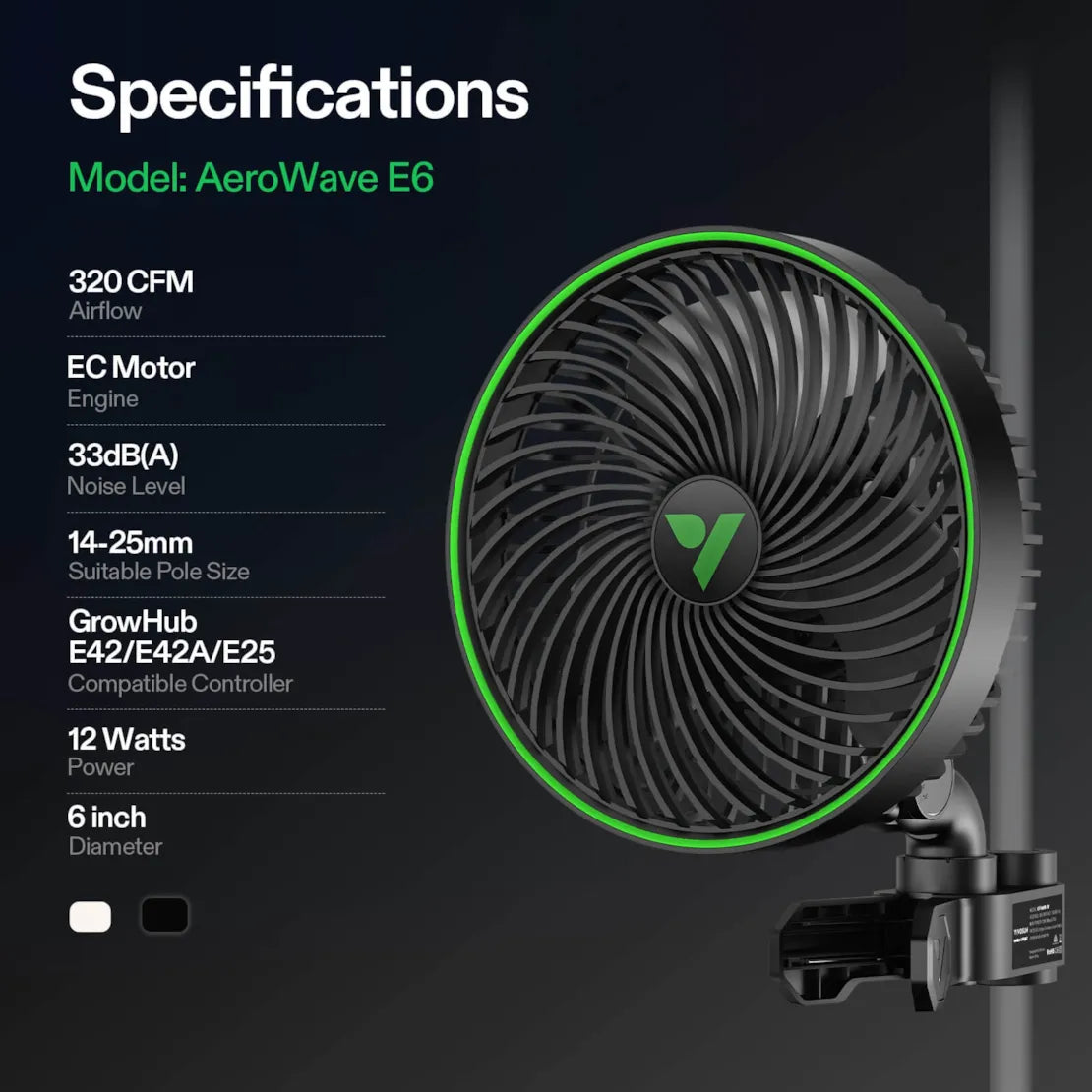 VIVOSUN AeroWave E6 Clip On Fan