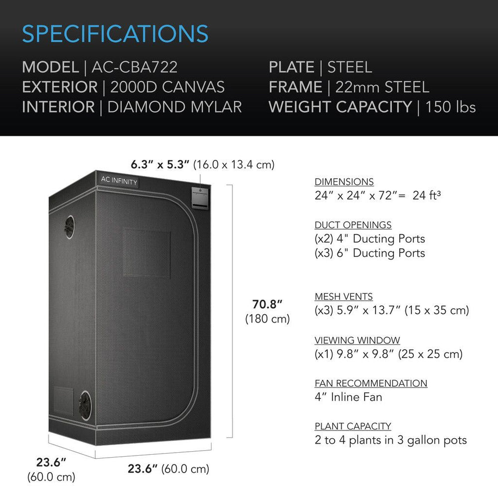 AC Infinity Cloudlab722 Grow Tent 2x2 Tall