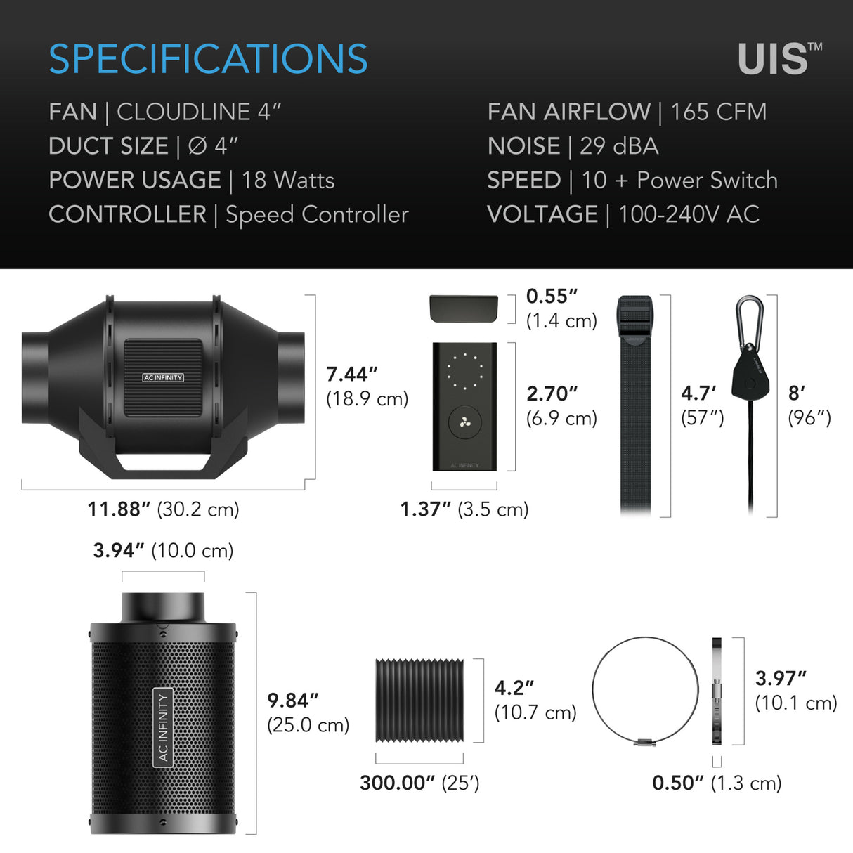AC Infinity Cloudline Lite EC Extraction Fan Kit