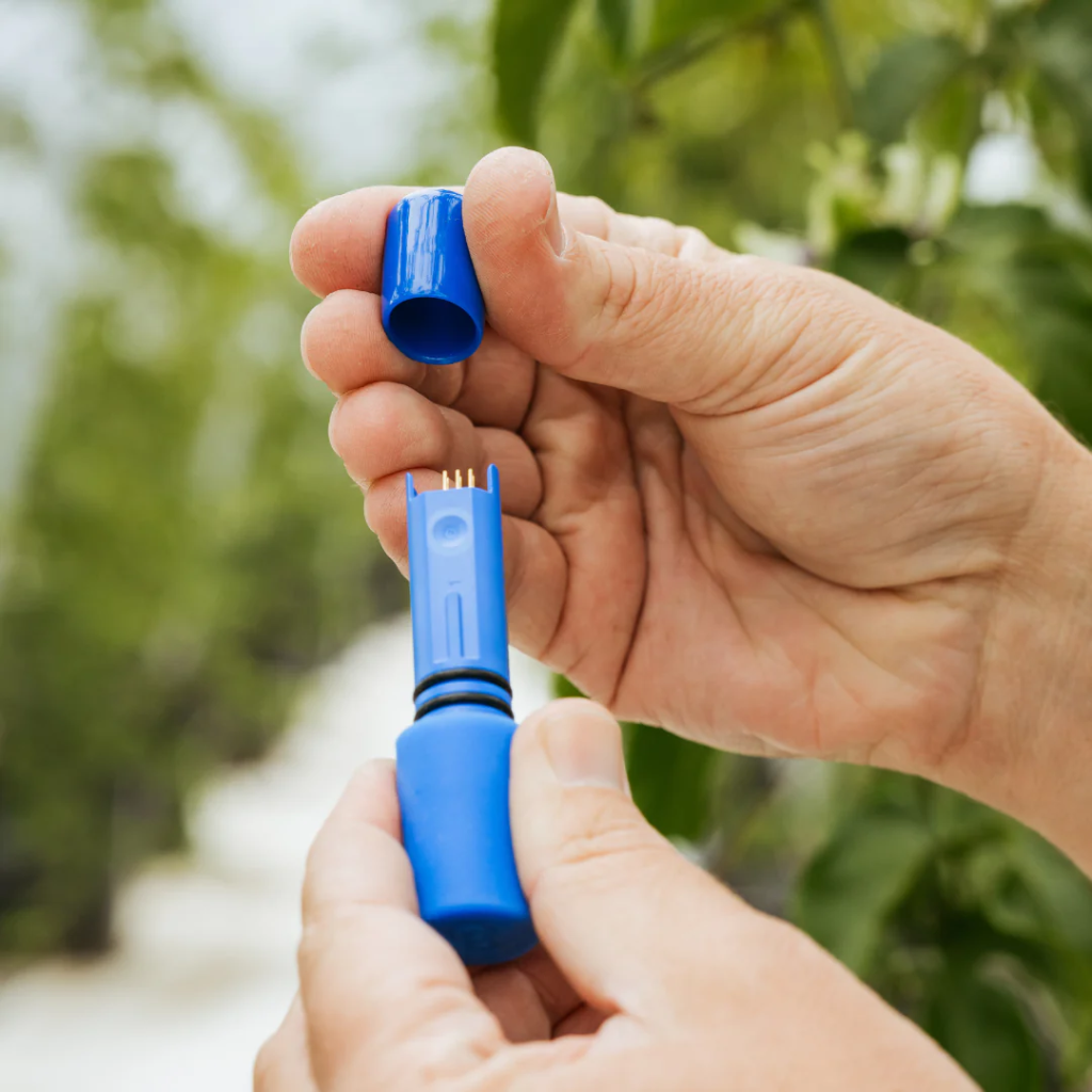 bluelab ph penplus probe in hand close up