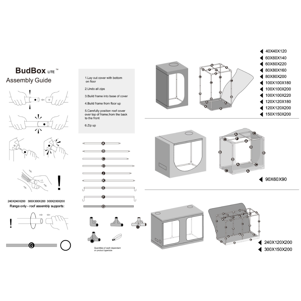BudBox Lite 40cm x 40cm x 120cm Grow Tent