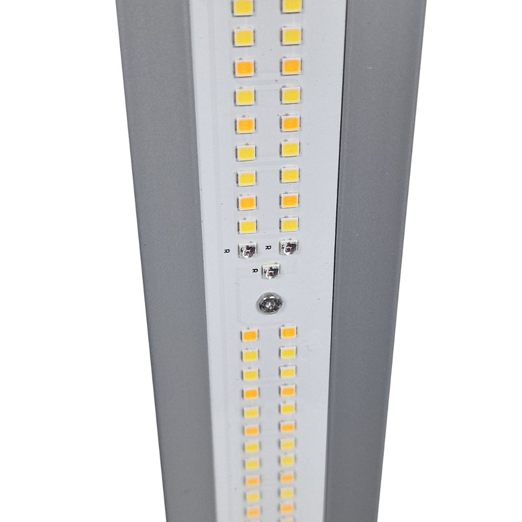 Close up of an Elite 720W Pro LED light bulb with visible LEDs diodes on a white background