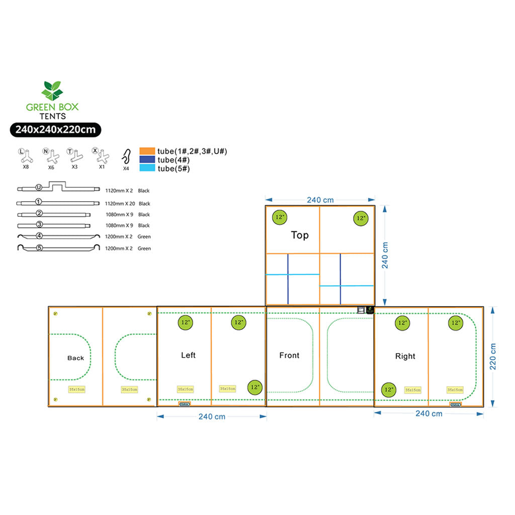 Green Box Tent 240 x 240 x 220