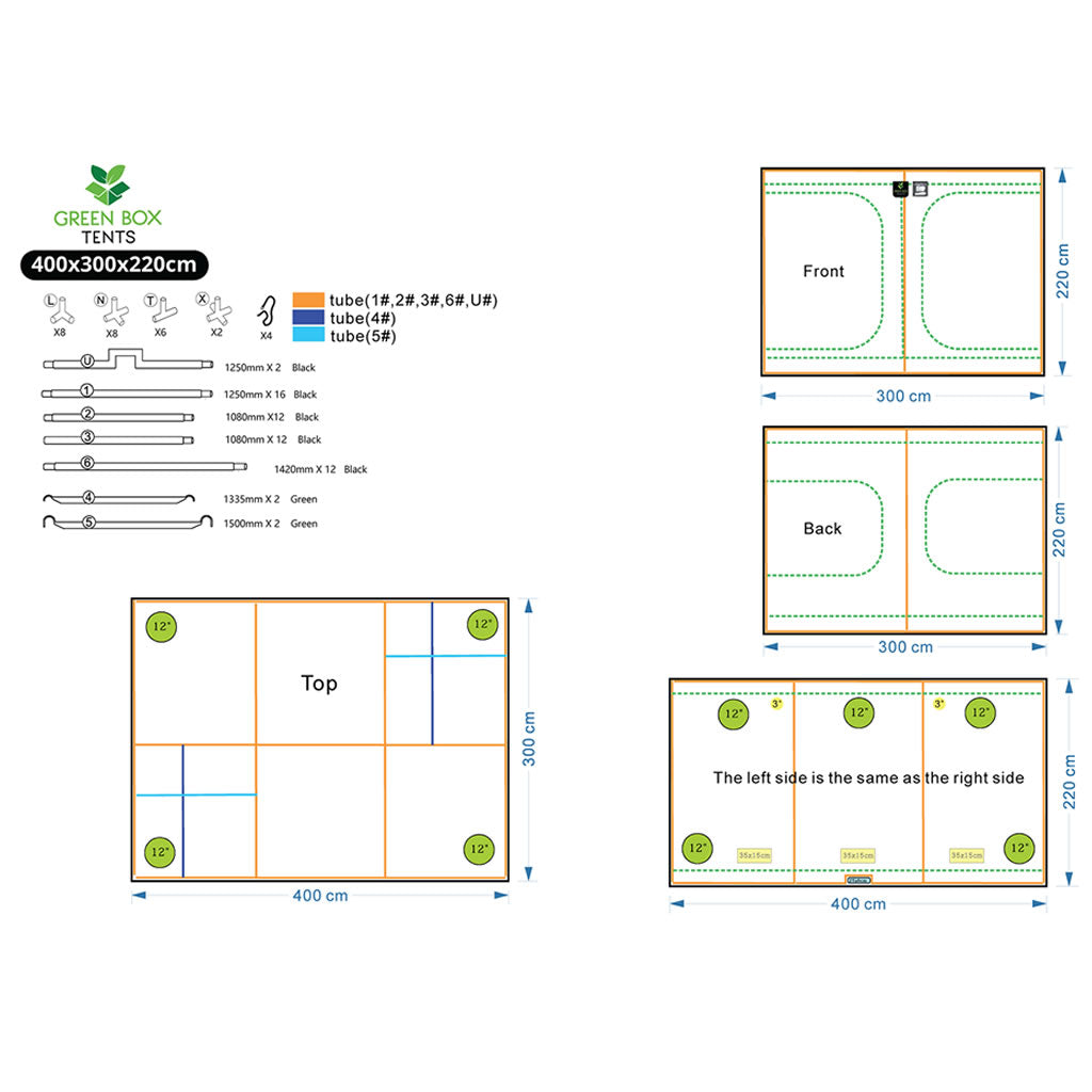 Green Box Tent 400 x 300 x 220 (With Wood Crate)