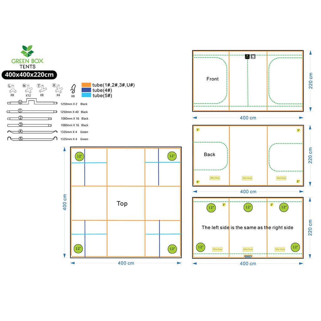 Green Box Tent 400 x 400 x 220 (With Wood Crate)