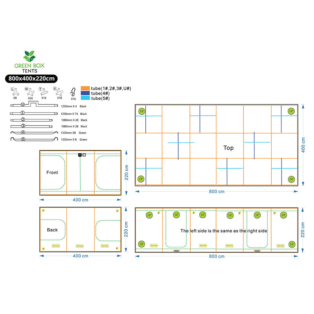 Green Box Tent 800 x 400 x 220 (With Wood Crate)