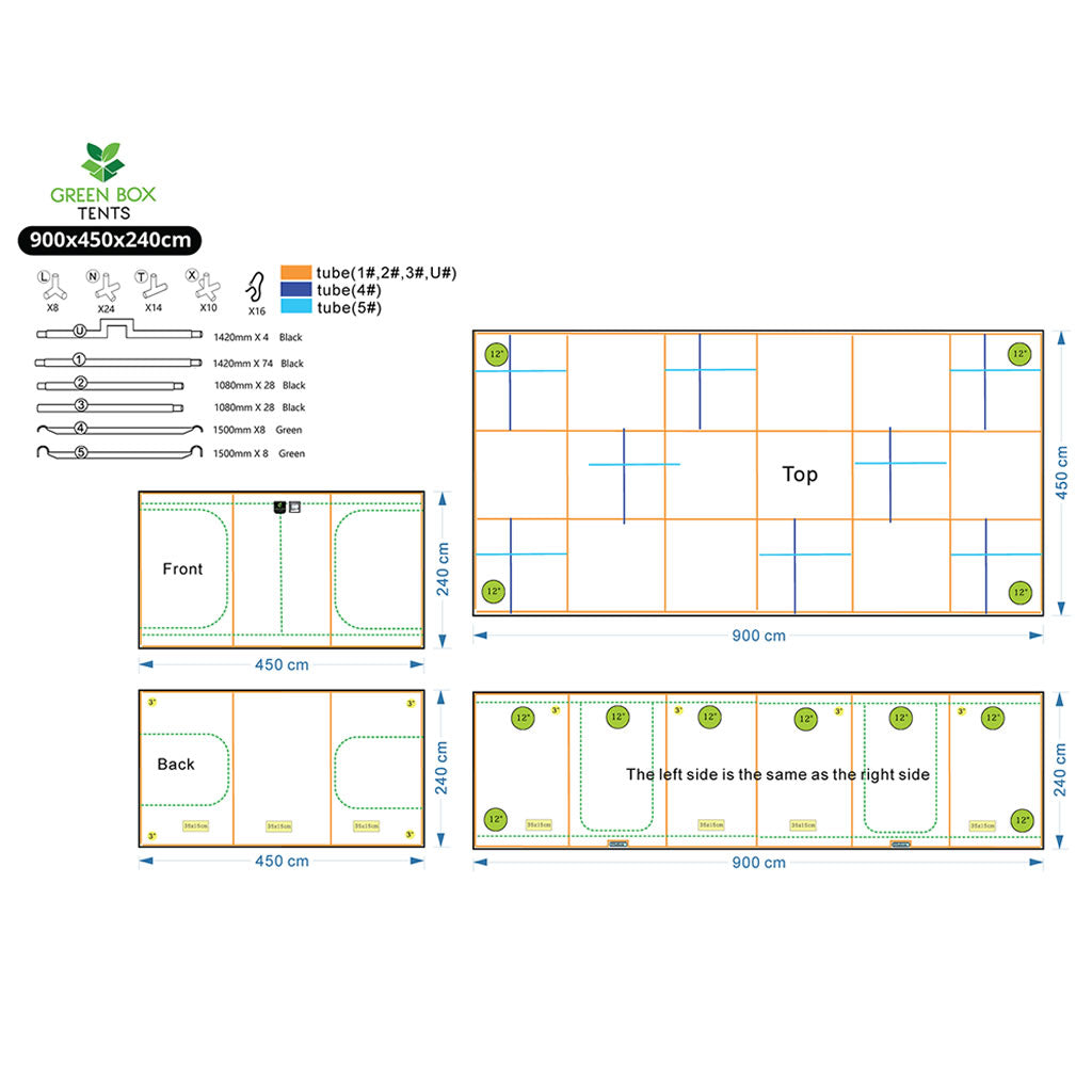 Green Box Tent 900 x 450 x 240 (With Wood Crate)