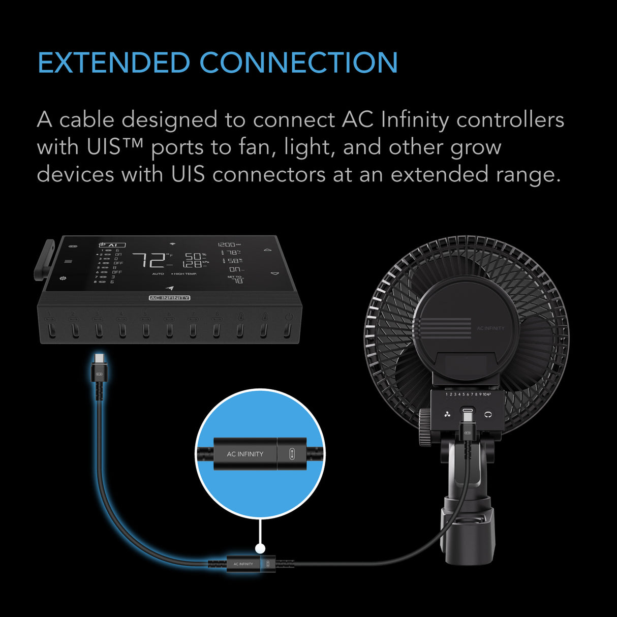 AC Infinity UIS AI+ Extension Cable (Female to Male)