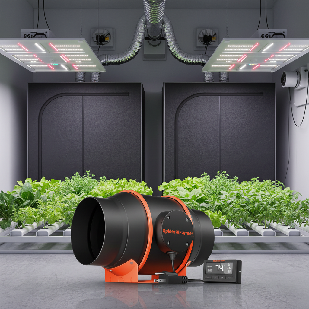 Spider Farmer Inline EC Fan with Speed Controller | Quiet Grow Tent Fan