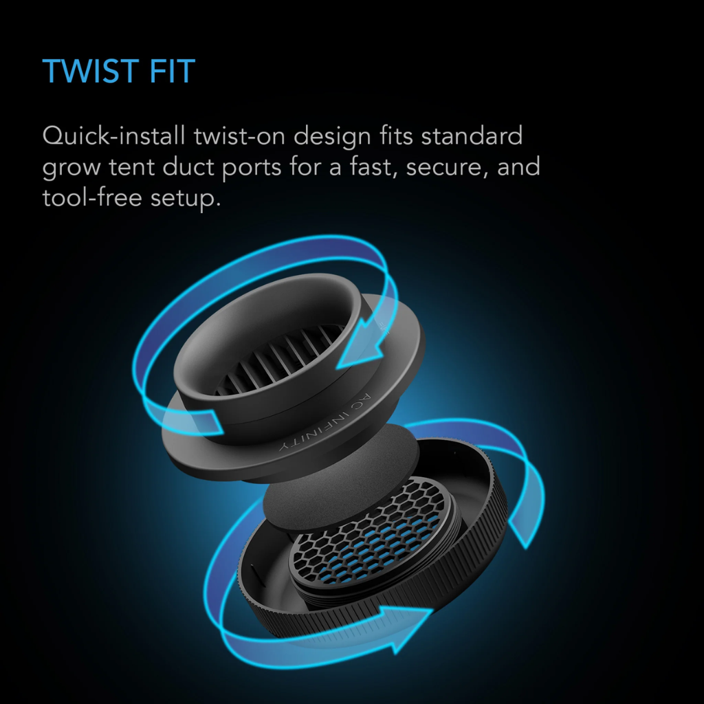 AC Infinity Light-Blocking & Dust-Resistant Duct Vent Attachment - 2 Pack