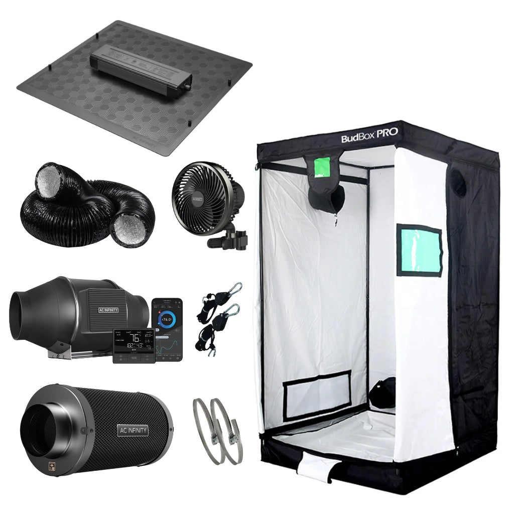 ac infinity tent kit AC Infinity x BudBox Pro White Grow Tent Kit 1m x 1m – Hytec Horticulture