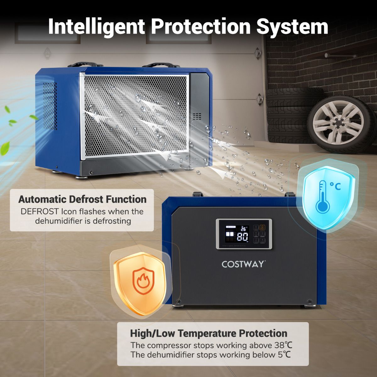 60L Dehumidifier with Drain Hose and 24H Timer