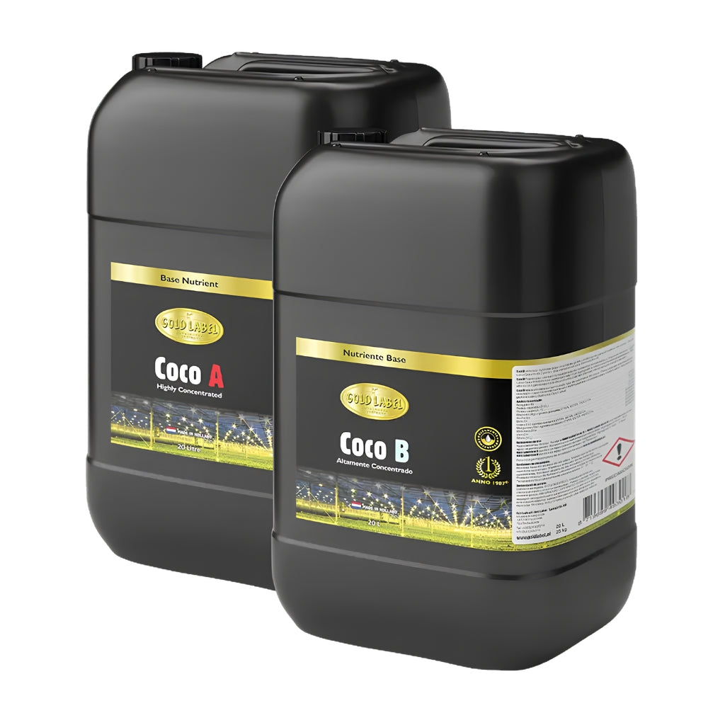 Two black containers labeled 'Coco A' and 'Coco B' on a white background