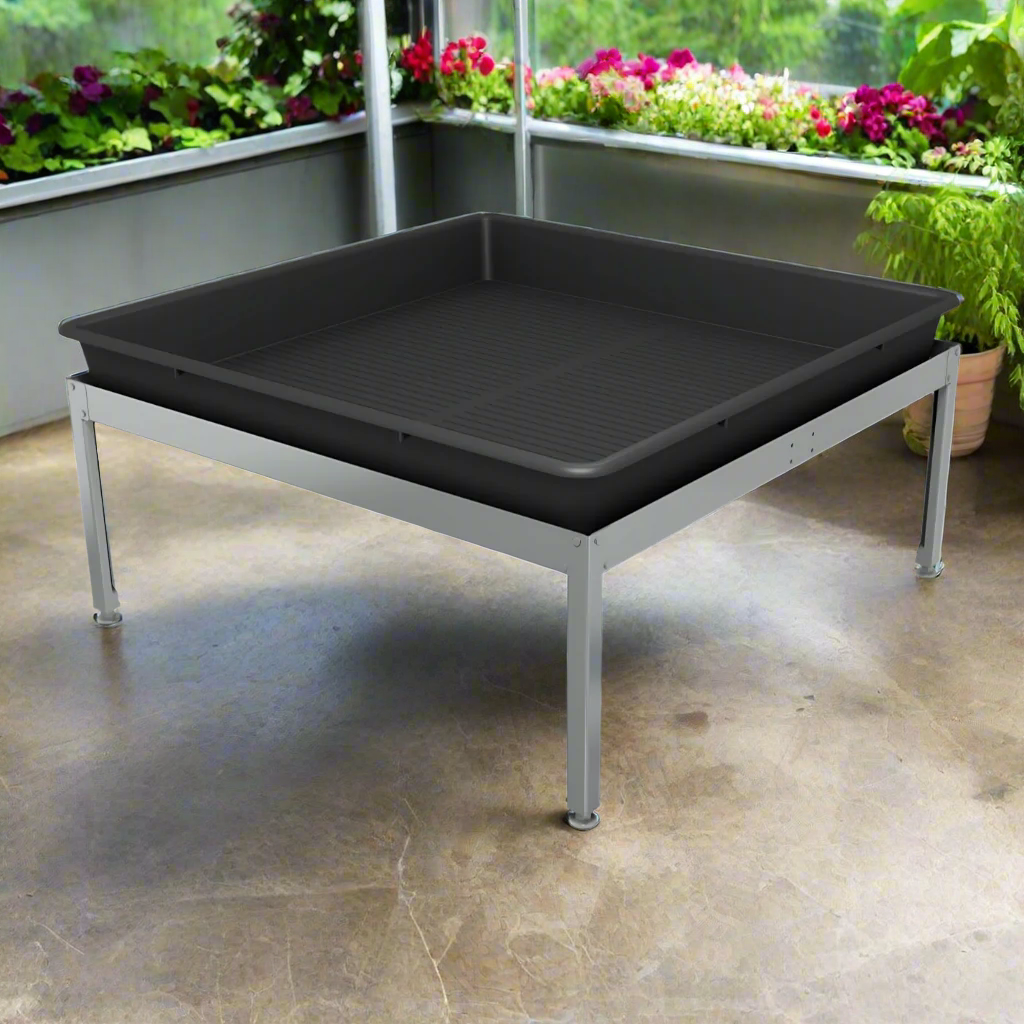 Metal Grow Bench Frame Raised Tray Runoff Irrigation Management