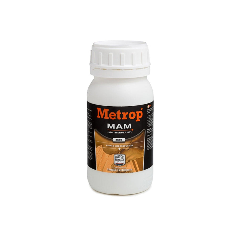 White bottle of Metrop MAM on a white background