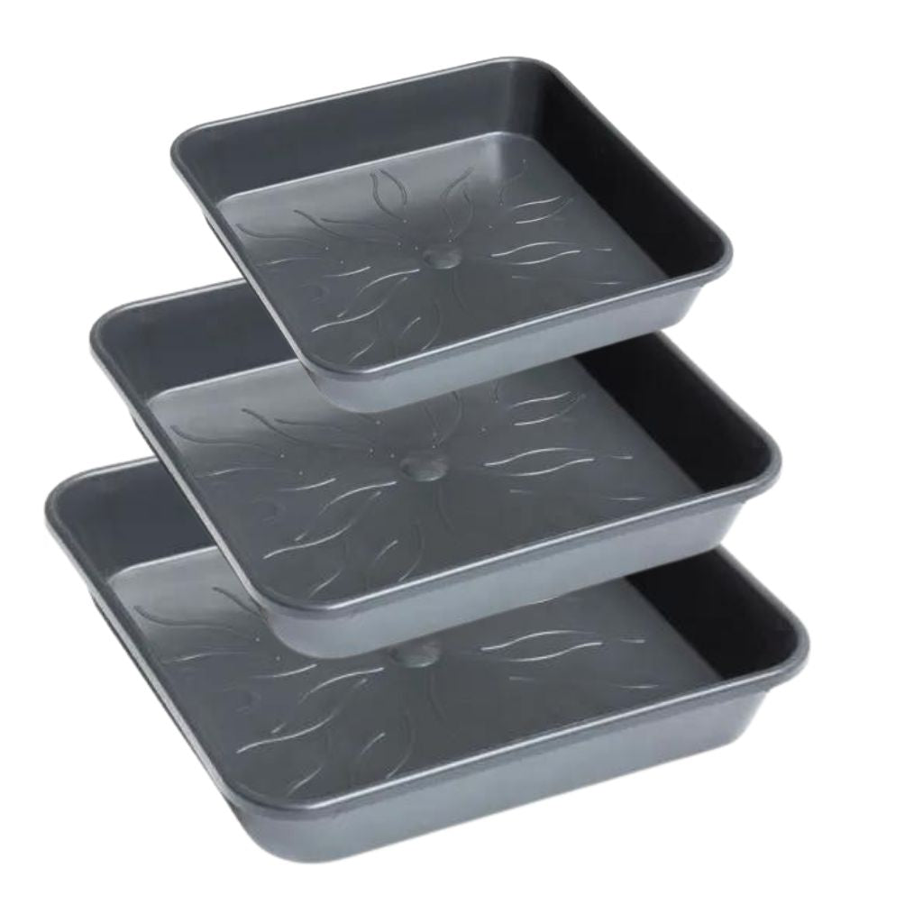 Range of Eco Square Plant Pot Saucers Black