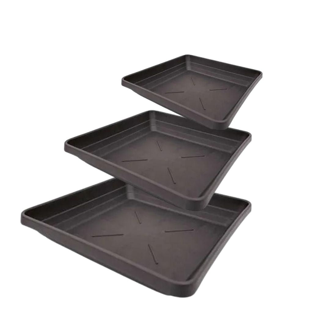 Range of Plant Pot Saucers Black Square