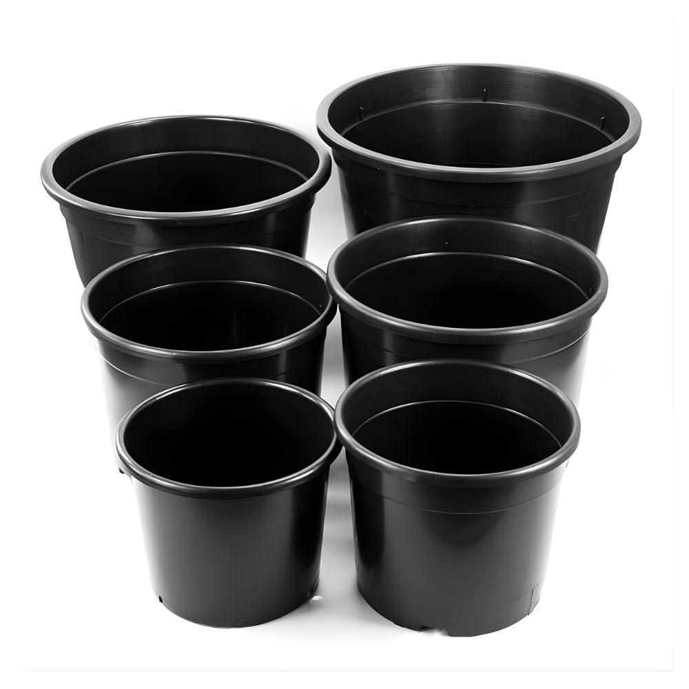 Range of Round Plant Pots (Black)