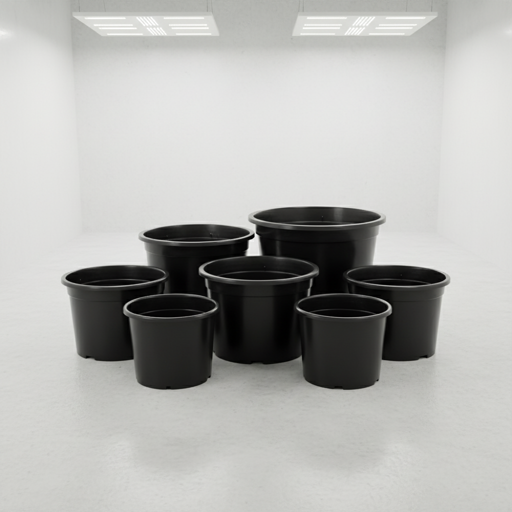 Range of Round Plant Pots (Black)