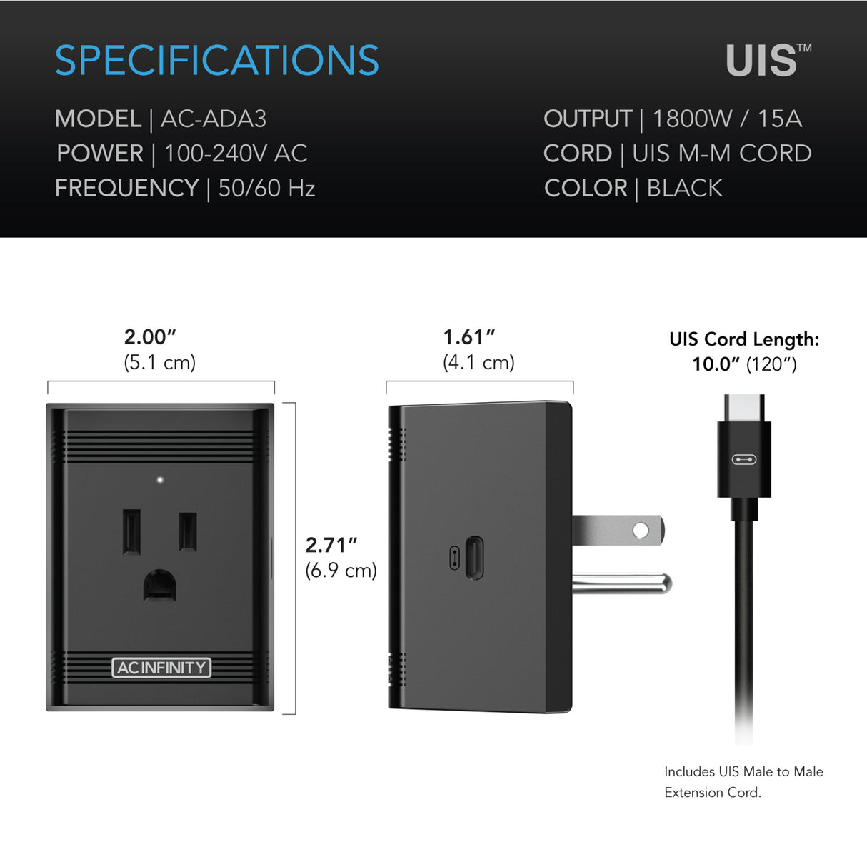 AC Infinity UIS-Verlängerungskabel (Buchse auf Stecker)
