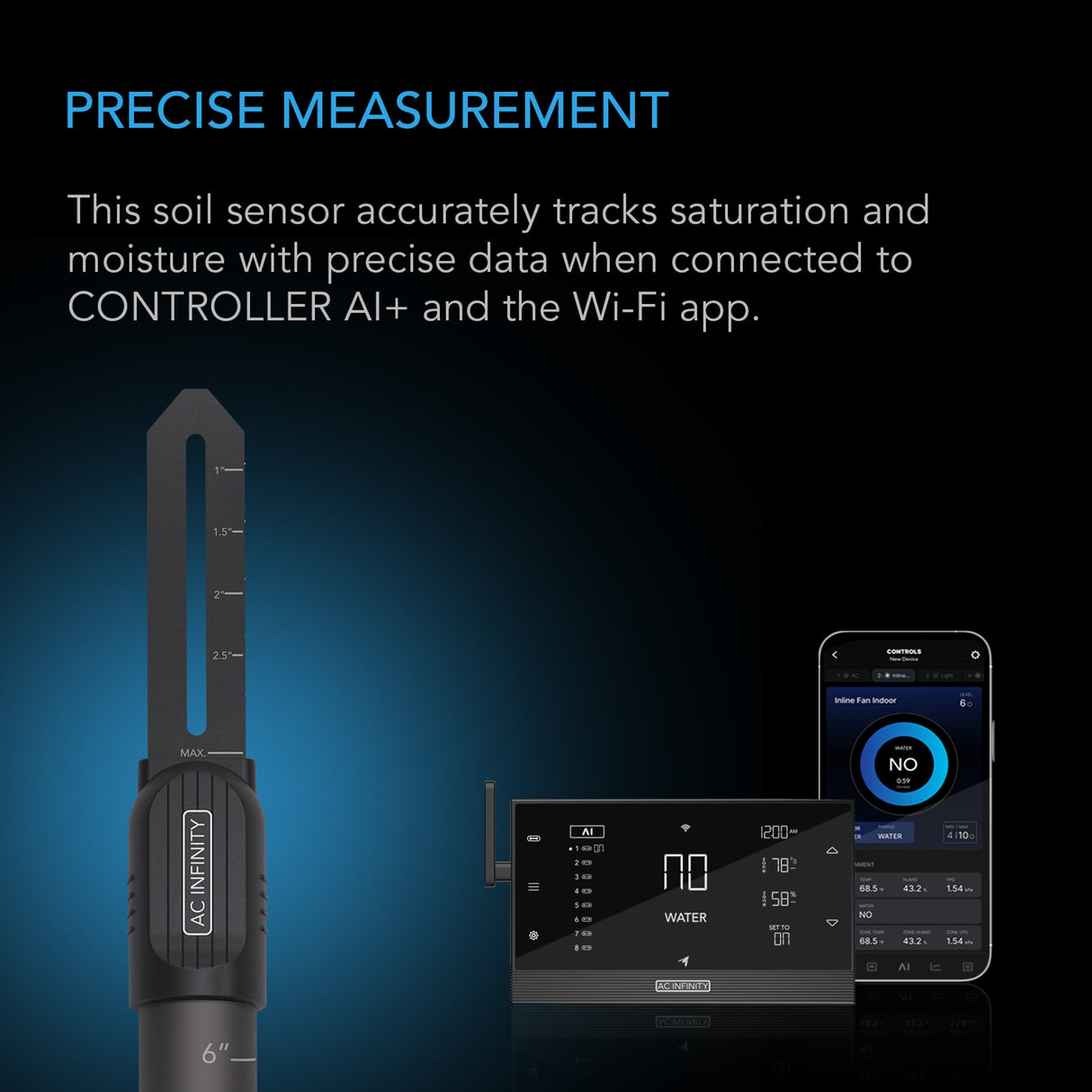 Soil Sensor for Controller AI+, Monitors Moisture and Saturation