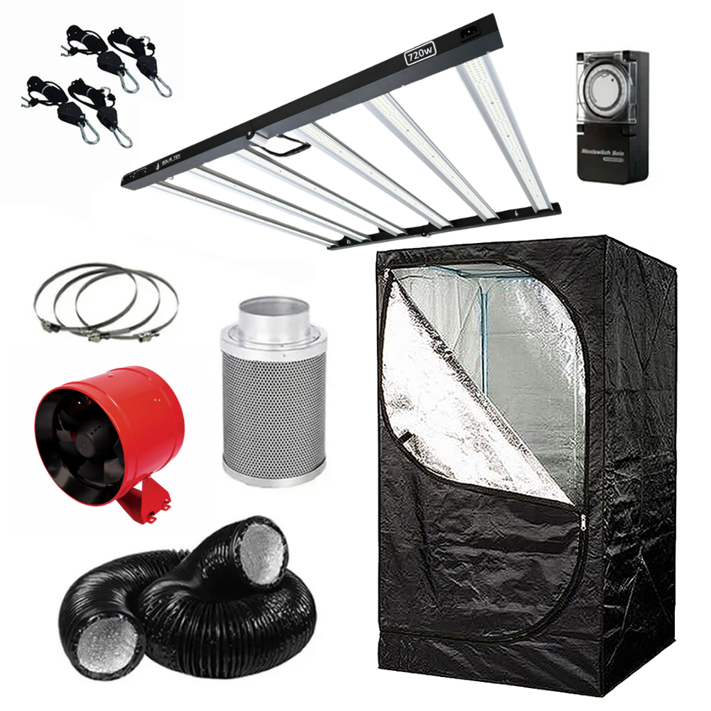 Solistek 720w LED 1.5m x 1.5m Grow Tent Kit rhino ec ultra