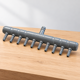 10-Wege-Luft- oder Wasserverteiler mit 4-mm-Auslässen 