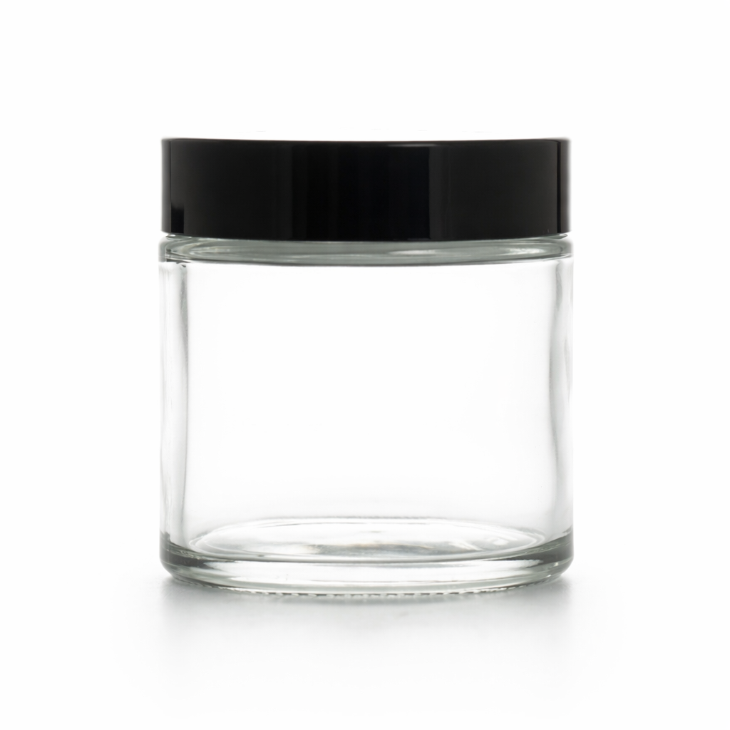 65ml 4 gram Clear glass jar with black lid