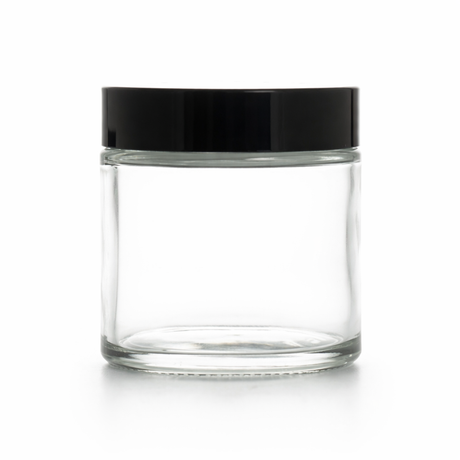 65ml 4 gram Clear glass jar with black lid
