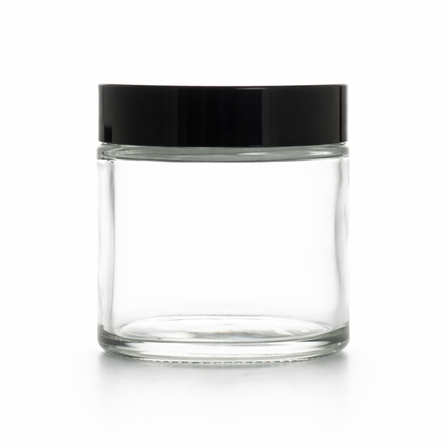 65ml 4 gram Clear glass jar with black lid