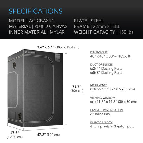 AC Infinity Cloudlab 844 Grow Tent 4X4