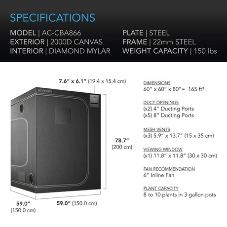 AC Infinity Cloudlab 866 Grow Tent 5X5