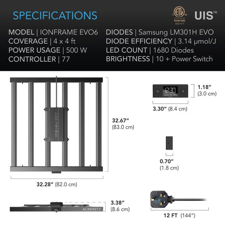 AC Infinity Ionframe EVO6 500w LED Grow Light