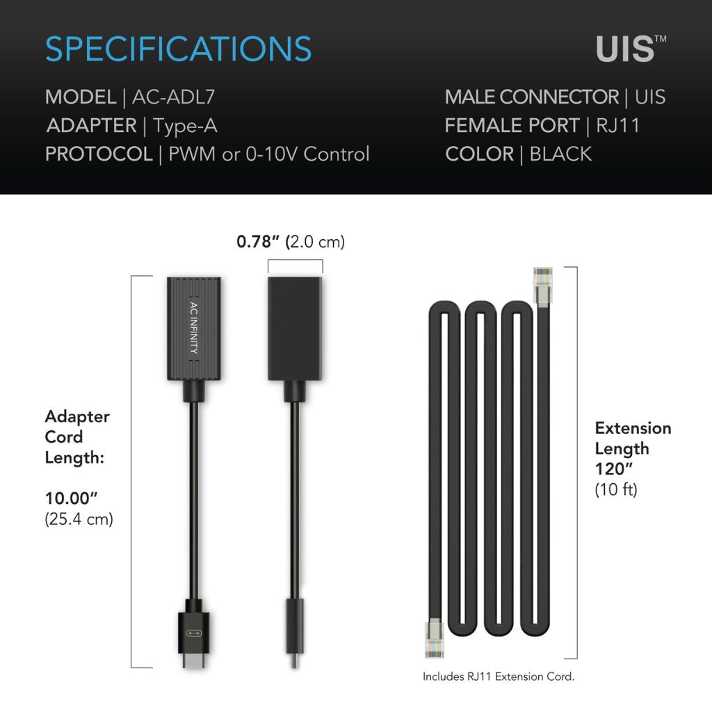 AC Infinity LED Dimmer Cable Type A