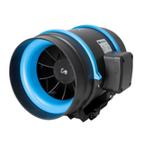 Ventilation fan with blue rim on a white background