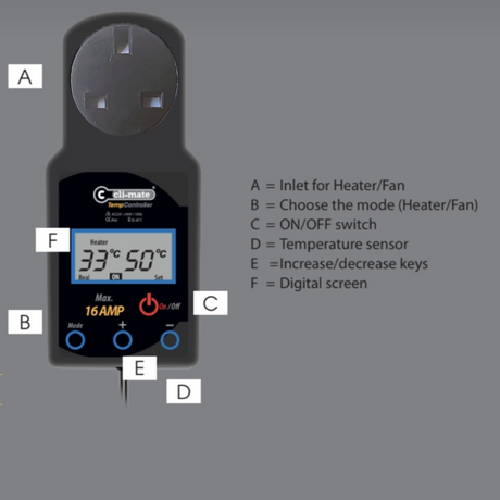 Cli-mate 16 Amp Temp-Controller (Thermostat)