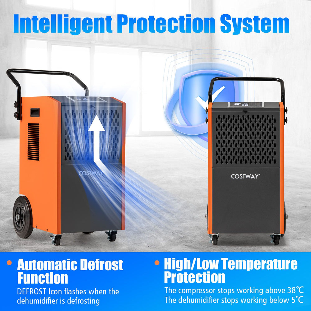 73 L/Day Industrial Dehumidifier with Drain Hose and Timer