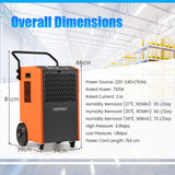73 L/Day Industrial Dehumidifier with Drain Hose and Timer