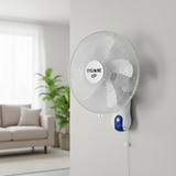 cyclone wall fan connected to a wall in a living room setting