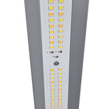 Close up of an Elite 720W Pro LED light bulb with visible LEDs diodes on a white background