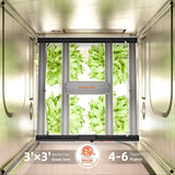 Indoor gardening system with plants growing inside a grow tent, featuring Intertek certification.