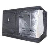 A black GorillaBox Deluxe grow tent measuring 5m-4m-2.2m with a reflective silver interior, shown on a plain white background.