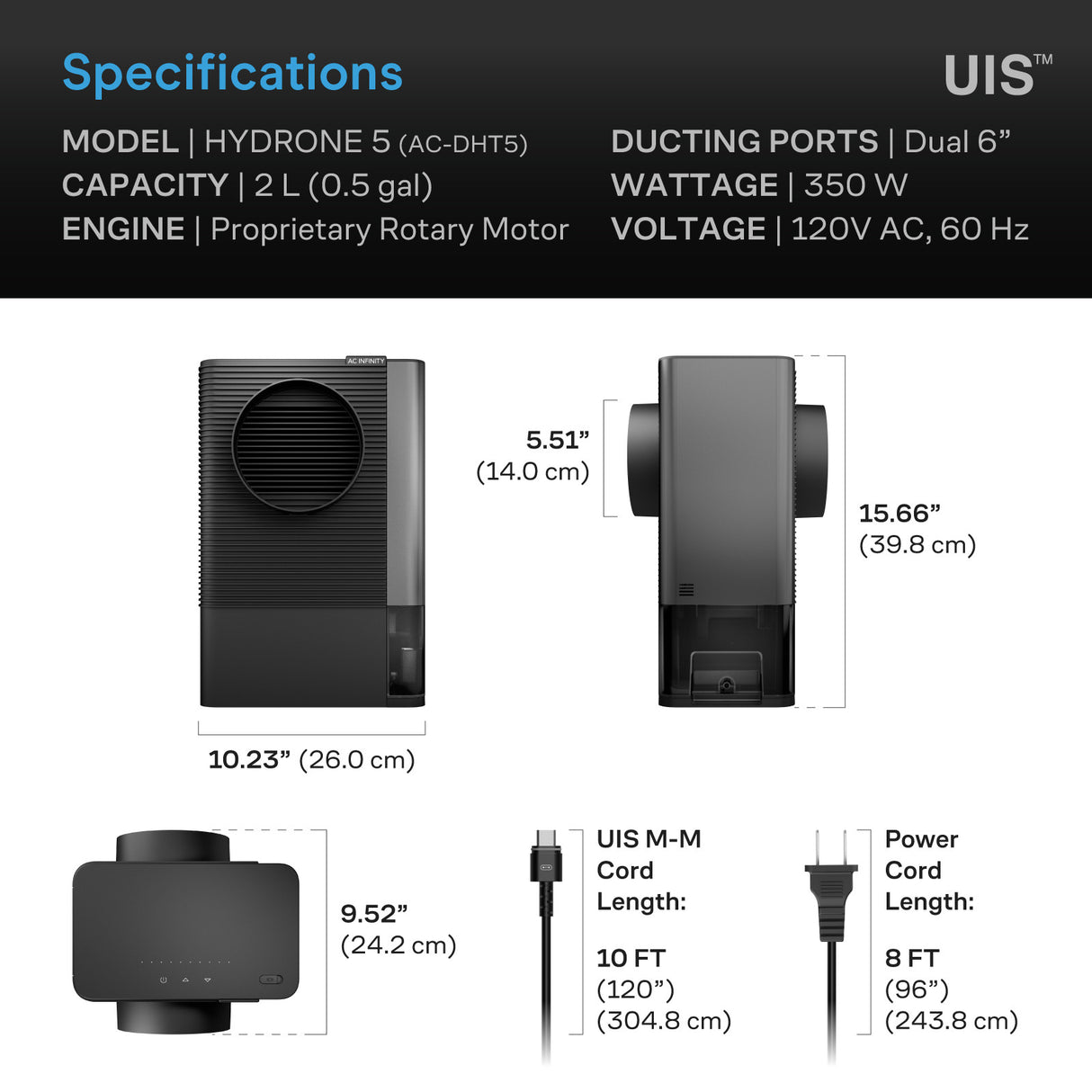 AC Infinity HYDRONE 5 Plant Dehumidifier